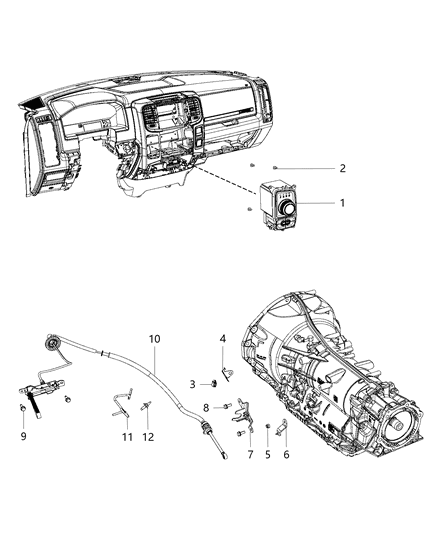 2015 Ram 1500 Automatic Transmission Shifter Knob Assembly Diagram for 68171965AH