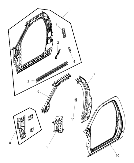 2012 Ram 1500 Panel-Body Side Aperture Inner Diagram for 55372406AA
