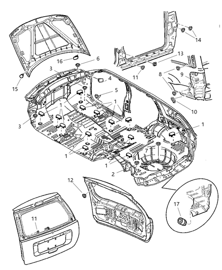 2000 Jeep Grand Cherokee Filler-Floor Diagram for 55136844AD