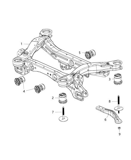 2015 Chrysler 200 Cradle-Rear Suspension Diagram for 68165808AB