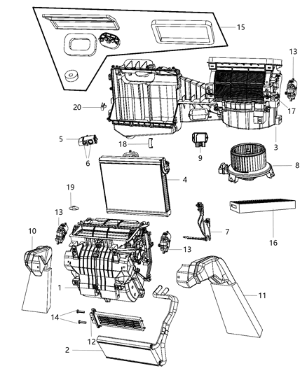 2014 Jeep Wrangler A/C & Heater Unit Diagram 1