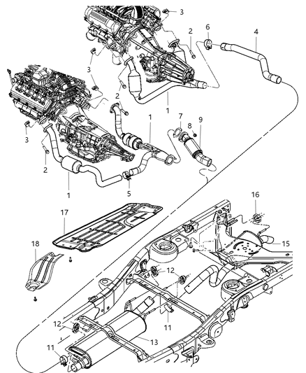 2009 Chrysler Aspen Converter-Exhaust Diagram for 52122124AE
