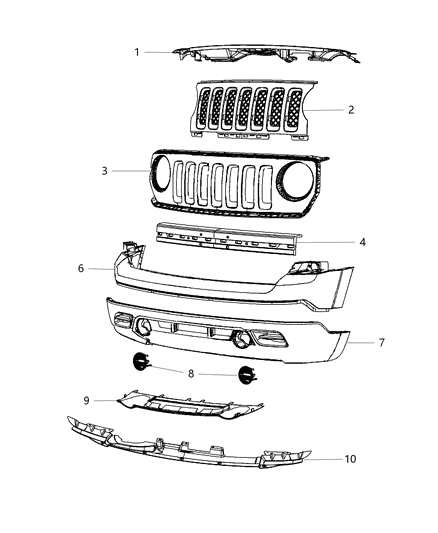 2015 Jeep Patriot Fascia, Front Diagram
