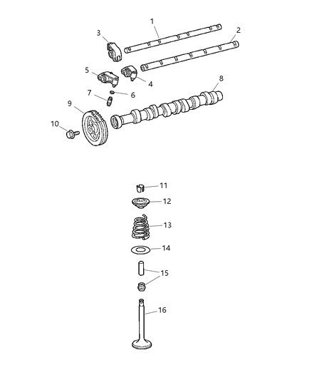 2005 Chrysler Crossfire Rocker Arm Shaft Diagram for 5097144AA