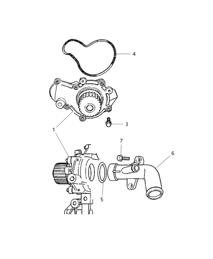 2001 Dodge Neon Water Pump & Related Parts Diagram