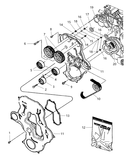 2005 Jeep Liberty Timing Cover , Belt And Gears Diagram 2