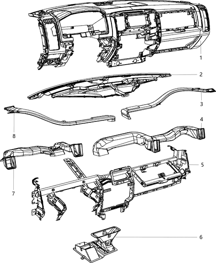 2014 Ram 3500 Instrument Panel & Structure Diagram