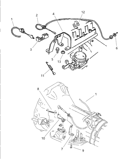 2001 Jeep Wrangler Cable-Throttle Valve Diagram for 52104352AA