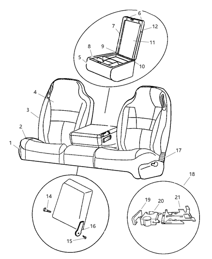 2000 Dodge Ram 1500 Front Seat Back Cover Diagram for SP791AZAA