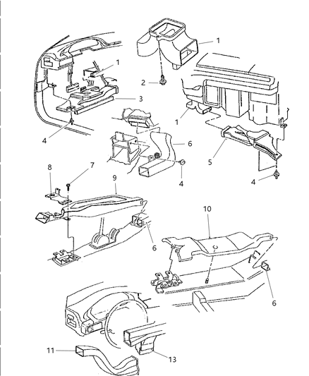 1997 Chrysler Concorde Air Distribution Ducts Diagram