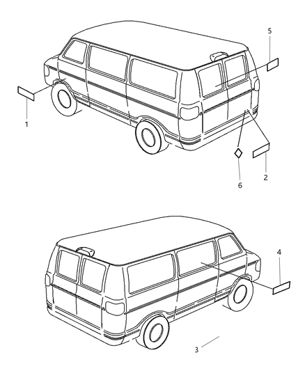 2003 Dodge Ram Van Front, Side & Cargo Diagram