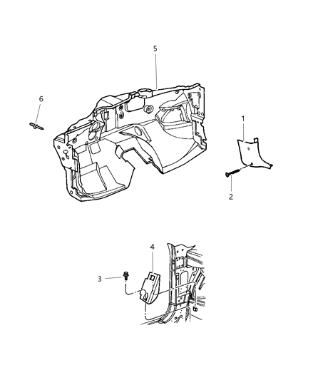2000 Dodge Intrepid Cowl Panel, Footrest, Dash Silencer Diagram