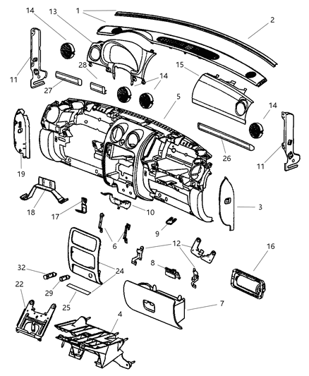 2003 Jeep Liberty Cover-Instrument Panel Diagram for 5GD54WL8AD
