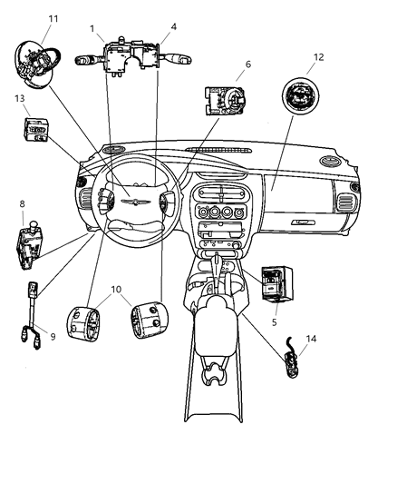 2004 Dodge Neon Switches - Instrument Panel Diagram