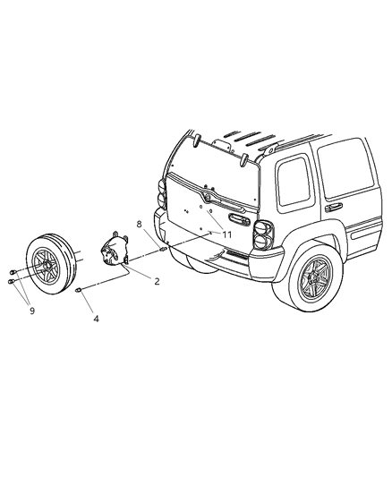 2003 Jeep Liberty Cover-Spare Tire Diagram for 5JG141X7AA
