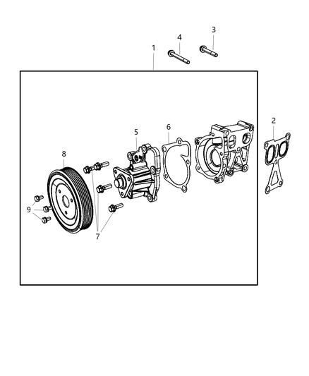 2013 Jeep Compass Water Pump & Related Parts Diagram 1
