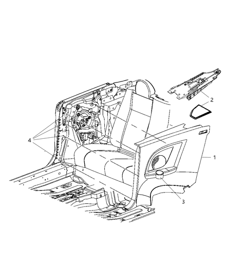 2009 Chrysler Sebring Panel-Quarter Trim Diagram for 1JZ15XDVAB