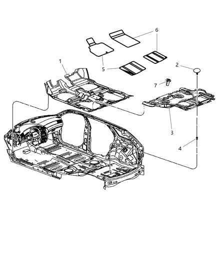 2008 Chrysler Pacifica Carpet-Rear Floor Diagram for 1CQ11BD5AA