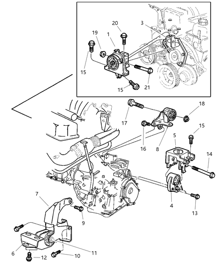1998 Chrysler Town & Country Engine Mounts Diagram 3