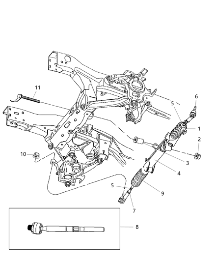 2011 Dodge Dakota Gear Rack and Pinion Diagram for 52013466AM