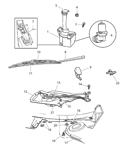 1997 Chrysler LHS Nozzle-Windshield Washer Diagram for 4805188