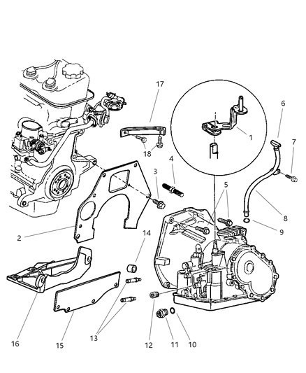 1999 Dodge Neon Transaxle Mounting & Miscellaneous Parts Diagram