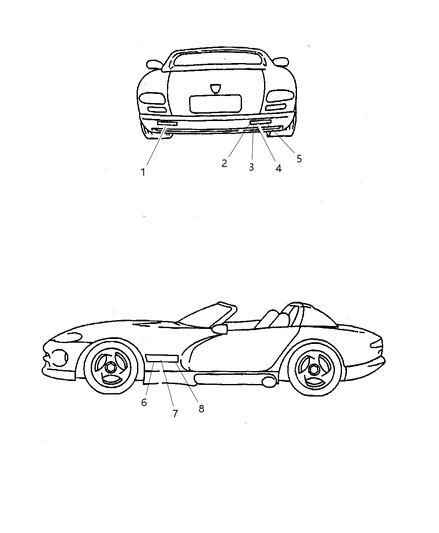 1998 Dodge Viper Decal GTS R Diagram for 4854225AA