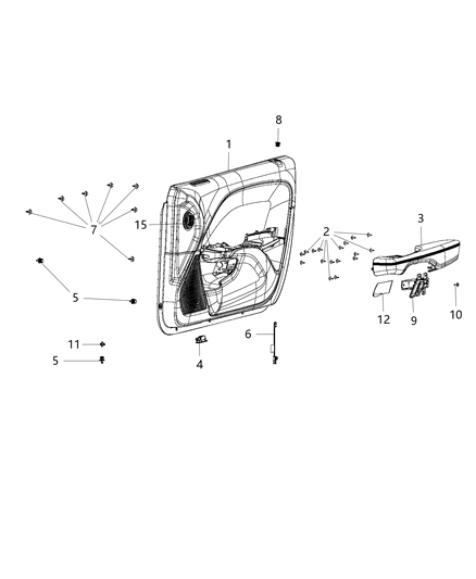 2015 Dodge Challenger Front Door Trim Panel Diagram