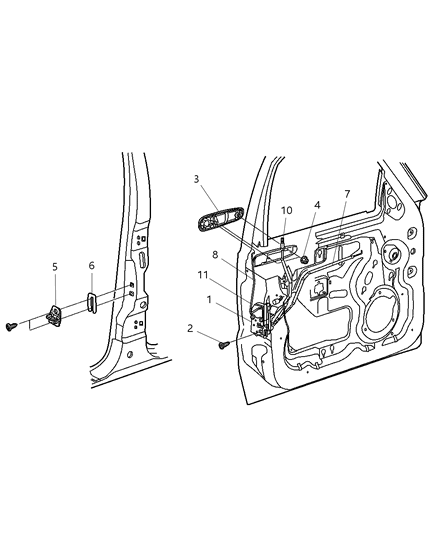 2004 Jeep Liberty Front Door Latch Diagram for 55177041AI