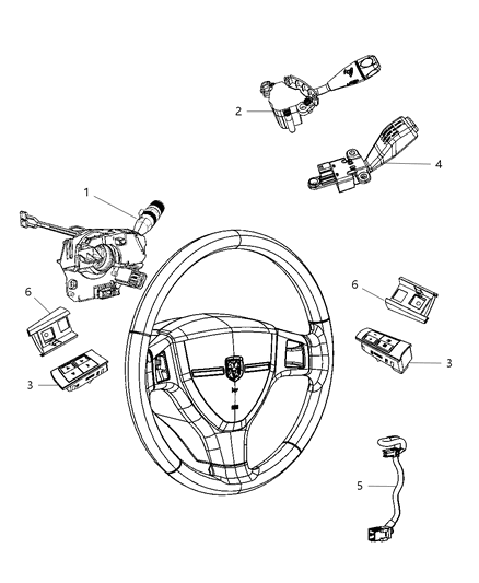 2010 Dodge Charger Switches - Steering Column & Wheel Diagram