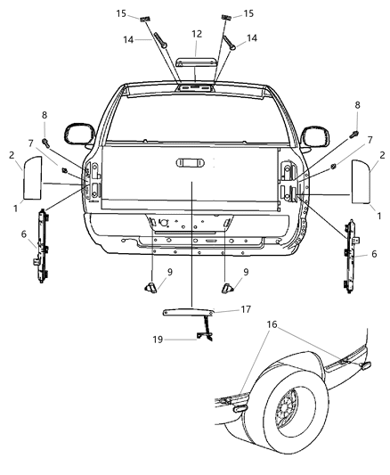 2006 Dodge Ram 3500 Lamp-Tail Stop Backup Diagram for 55077348AF