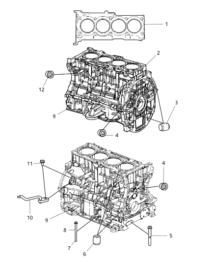 2007 Dodge Avenger Cylinder Block & Hardware & Components Diagram 2