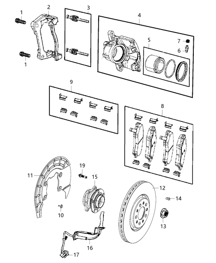 2019 Jeep Cherokee Wheel Hub And Bearing Left Diagram for 68141123AD