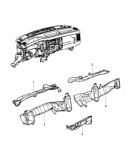2004 Dodge Dakota Duct-A/C And Heater Diagram for 5019391AA