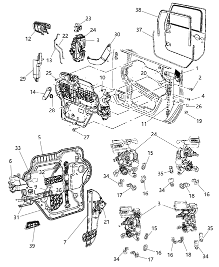 2008 Jeep Wrangler Handle-Inside Release Diagram for 55395406AC