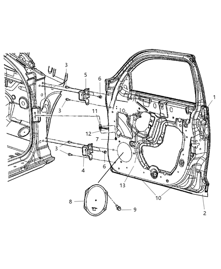 2006 Chrysler PT Cruiser Panel-Front Door Outer Diagram for 5067440AA