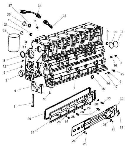 2001 Dodge Ram 3500 Nozzle-Piston Oil Cooler Diagram for 5003606AB