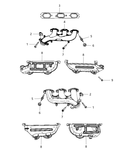2010 Dodge Nitro Exhaust Manifolds & Heat Shields Diagram 2