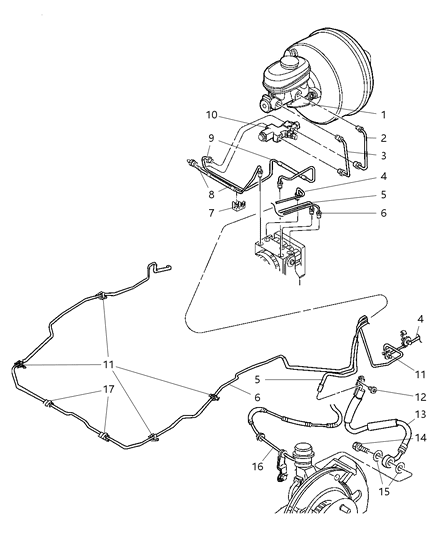 2002 Jeep Wrangler Brake Lines & Hoses, Front Diagram 1
