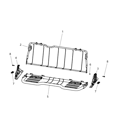 2012 Ram 1500 Frame-Rear Seat Back Diagram for 68091607AA