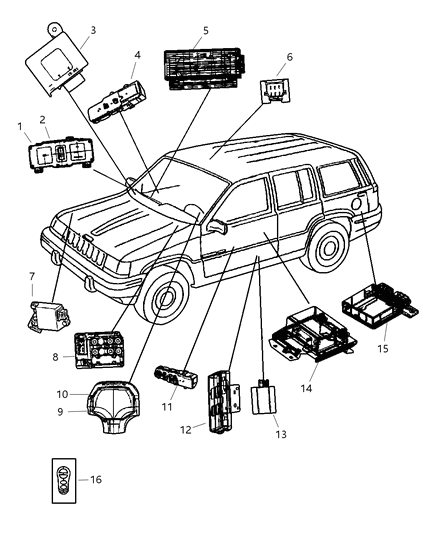 1998 Jeep Grand Cherokee Module Diagram for 56042055AB