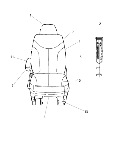 2008 Chrysler Town & Country Cover-Front Seat Back Diagram for 1JA781D5AA