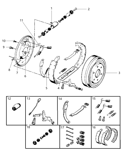 1999 Dodge Ram 1500 Shoekit-Brake Diagram for 5013813AA
