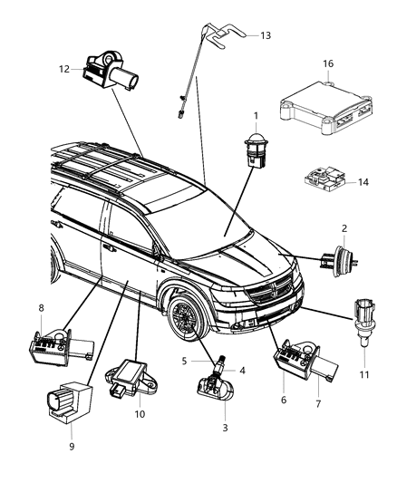 2016 Dodge Journey Sensors - Body Diagram