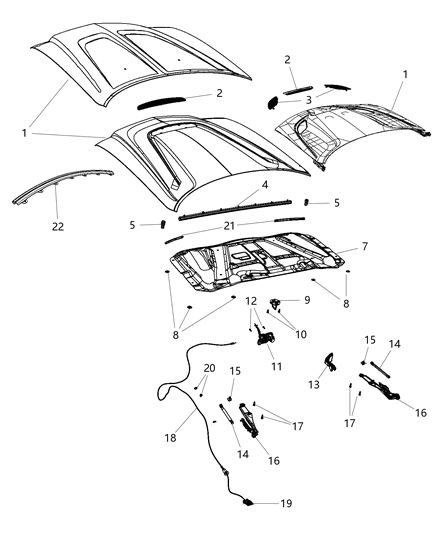 2015 Dodge Charger Hood & Related Parts Diagram