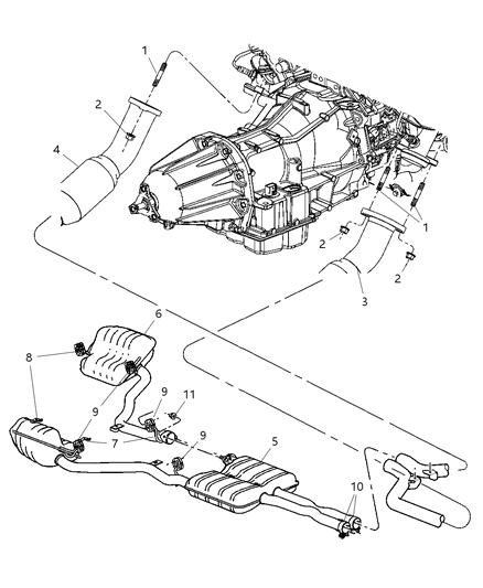 2008 Dodge Magnum Exhaust Muffler And Resonator Diagram for 4578412AE