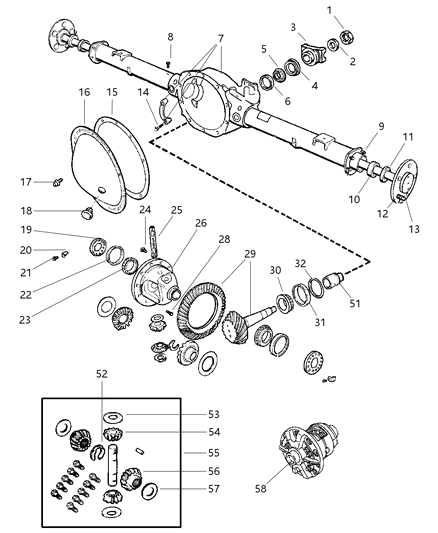 1998 Dodge Ram 3500 Axle, Rear, With Differential Parts Diagram 1