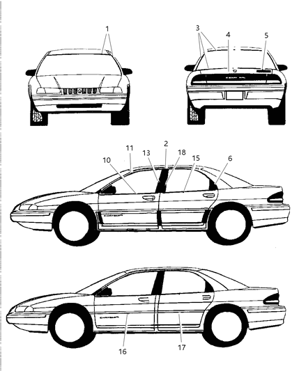 1997 Chrysler Concorde Mouldings & Cladding Diagram