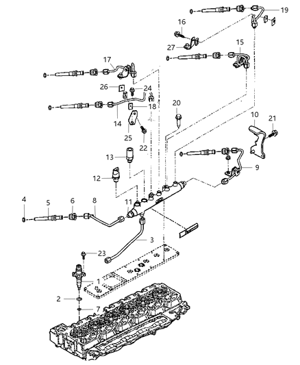 2009 Dodge Ram 3500 Tube-Fuel INJECTOR Supply Diagram for 5086876AC