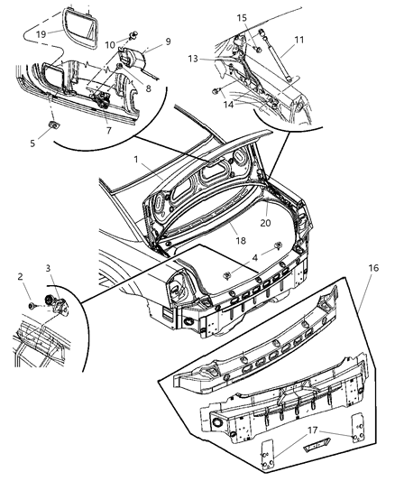 2007 Dodge Charger Cover-Deck Lid Latch Diagram for 5065661AD
